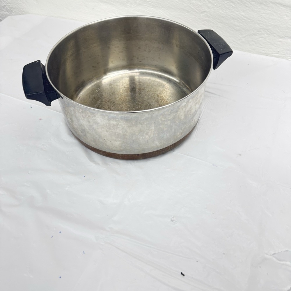 Vintage Revere Ware 4-1/2 QT Stock Pot w/lid Copper Clad Bottom Clinton,ILL USA - Picture 2 of 9